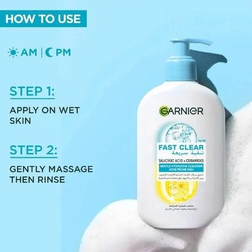 Fast Clear Gentle Cleanser Hydrating Face Wash for Acne Prone Skin