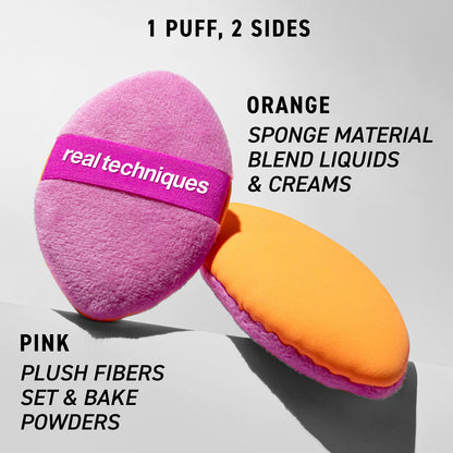 Real Techiques Miracle 2-in-1 Powder Puff, Side one for powder, side two for liquid