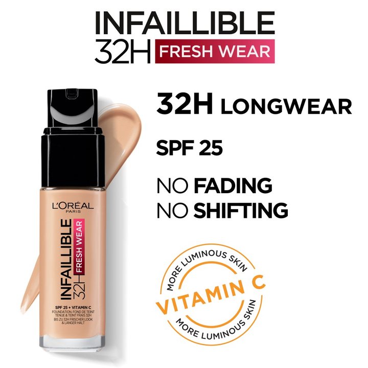 L'ORÉAL PARIS 32H Fresh Wear Liquid Foundation SPF25 + Vitamin C