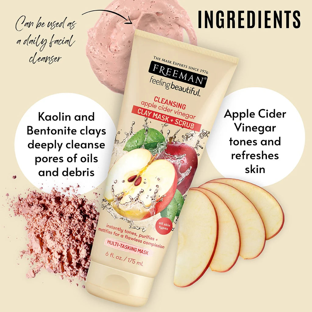 Cleansing Apple Cider Vinegar Clay Mask + Scrub